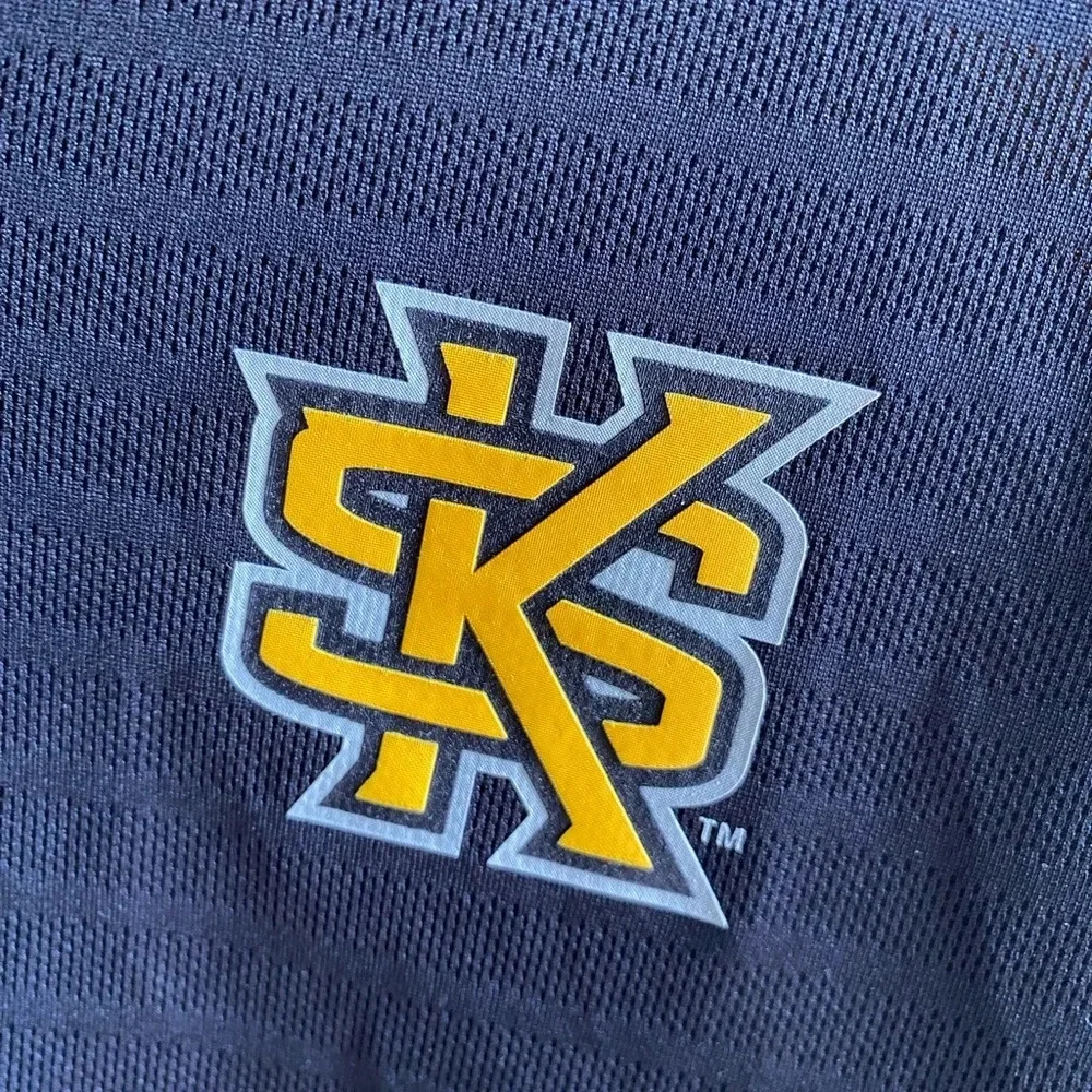 Adidas Kennesaw State University Polo Shirt Sz L Black/Yellow Climalite Owls